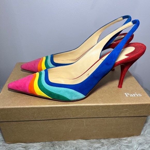 Christian Louboutin Degradama 80 Rainbow Suede Slingback’s - Picture 5 of 15